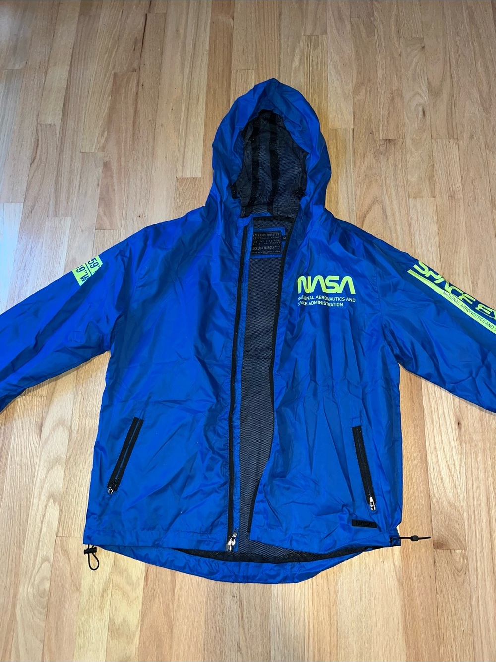 NASA Blue Hooded Windbreaker Jacket - Men